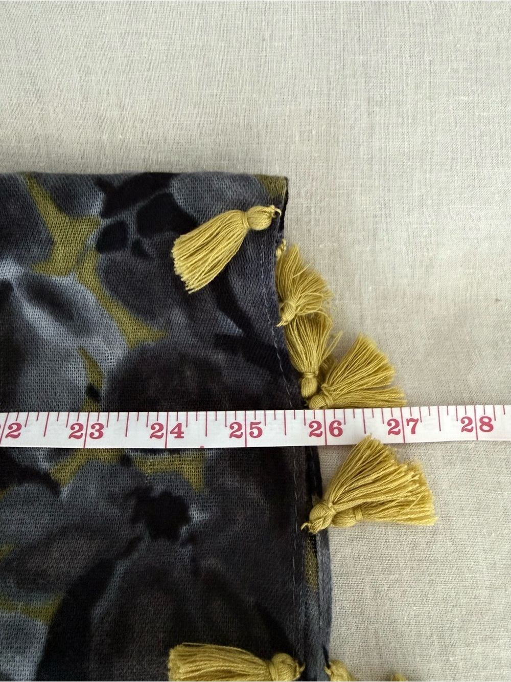 J.Crew | Floral Scarf Blue Gray Chartreuse Tassel Wrap - Picture 8 of 9